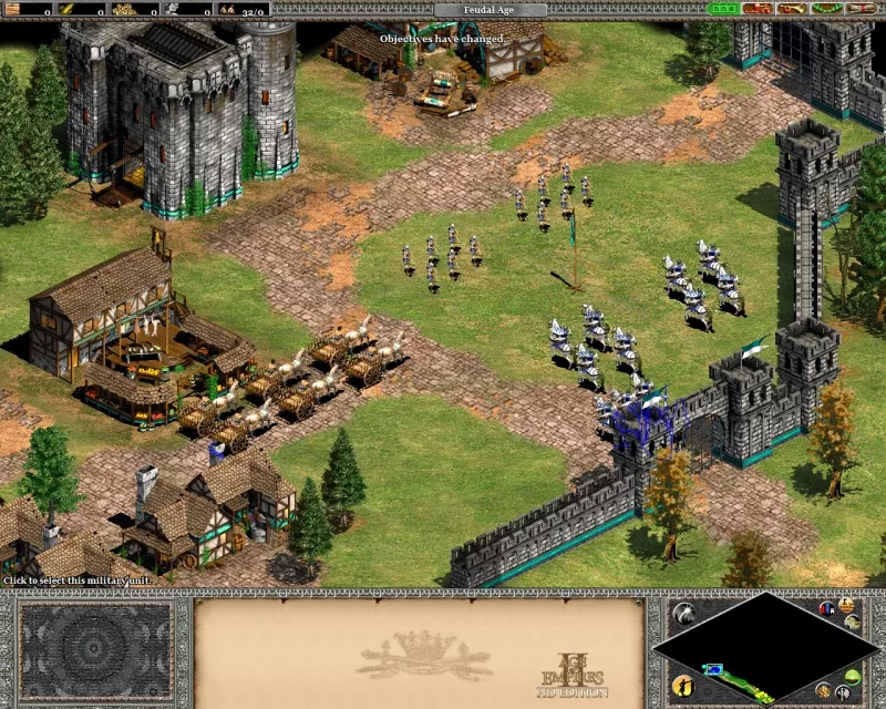 Скриншот из игры «Age of Empires 2». Для примера ромбовидной мини-карты.
